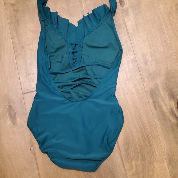 Bleu By Rod Beattie ESF10761 Rufflicious One-Piece Swimsuit, Size 12 - Green - Picture 7 of 10